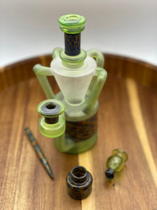 Heady Quad Recycler Rig Set by Heart and Mind glass