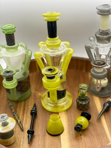 Heady Quad Recycler Rig Set by Heart and Mind glass